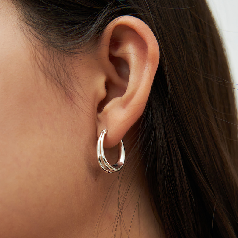 Double Hoop Earrings - Silver